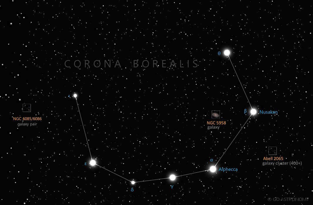 Constellation Corona Borealis the Northern Crown Star Map